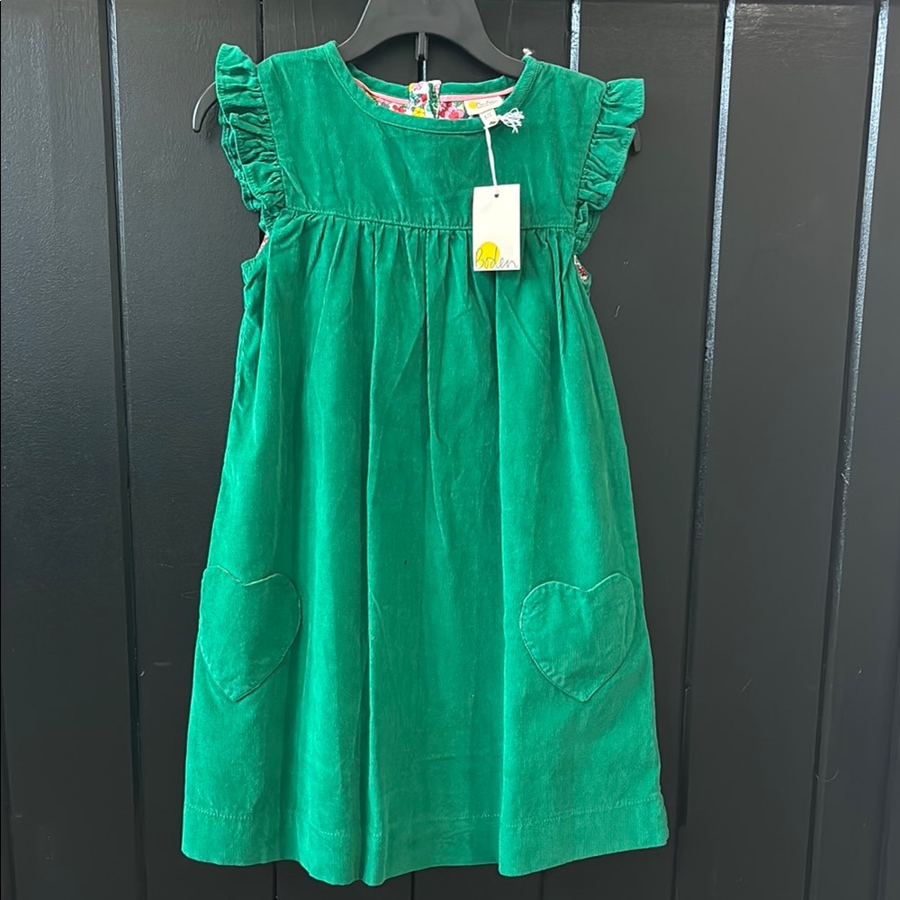 Boden Green Kids Dress with Heart Details